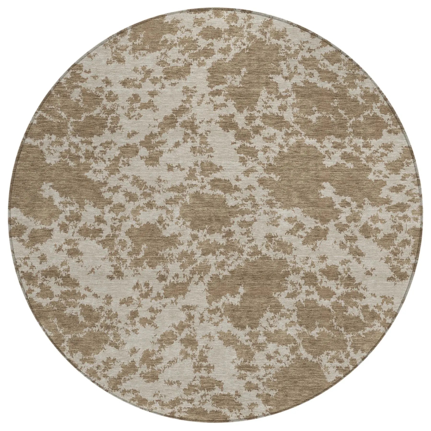 8' Beige And Brown Round Abstract Washable Indoor Outdoor Area Rug Homeroots Outdoor