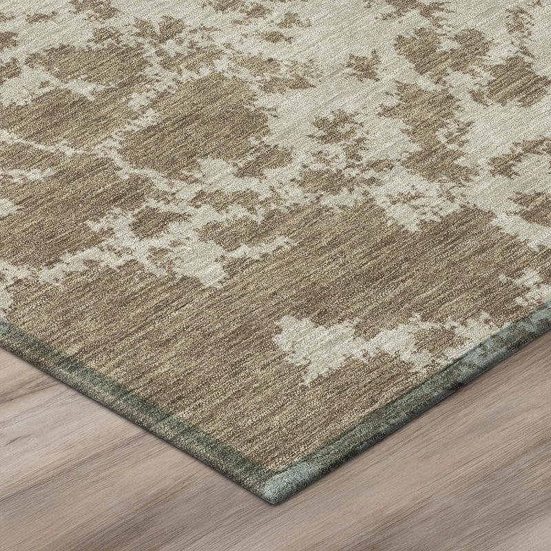 8' Beige And Brown Round Abstract Washable Indoor Outdoor Area Rug Homeroots Outdoor