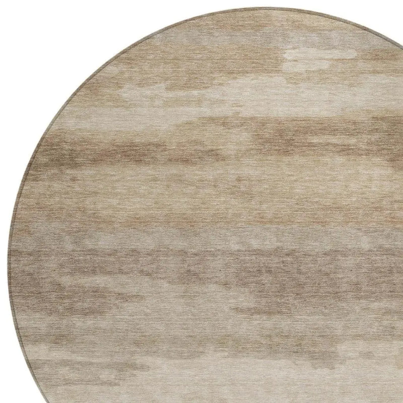 8' Beige And Brown Round Abstract Washable Indoor Outdoor Area Rug Homeroots Outdoor