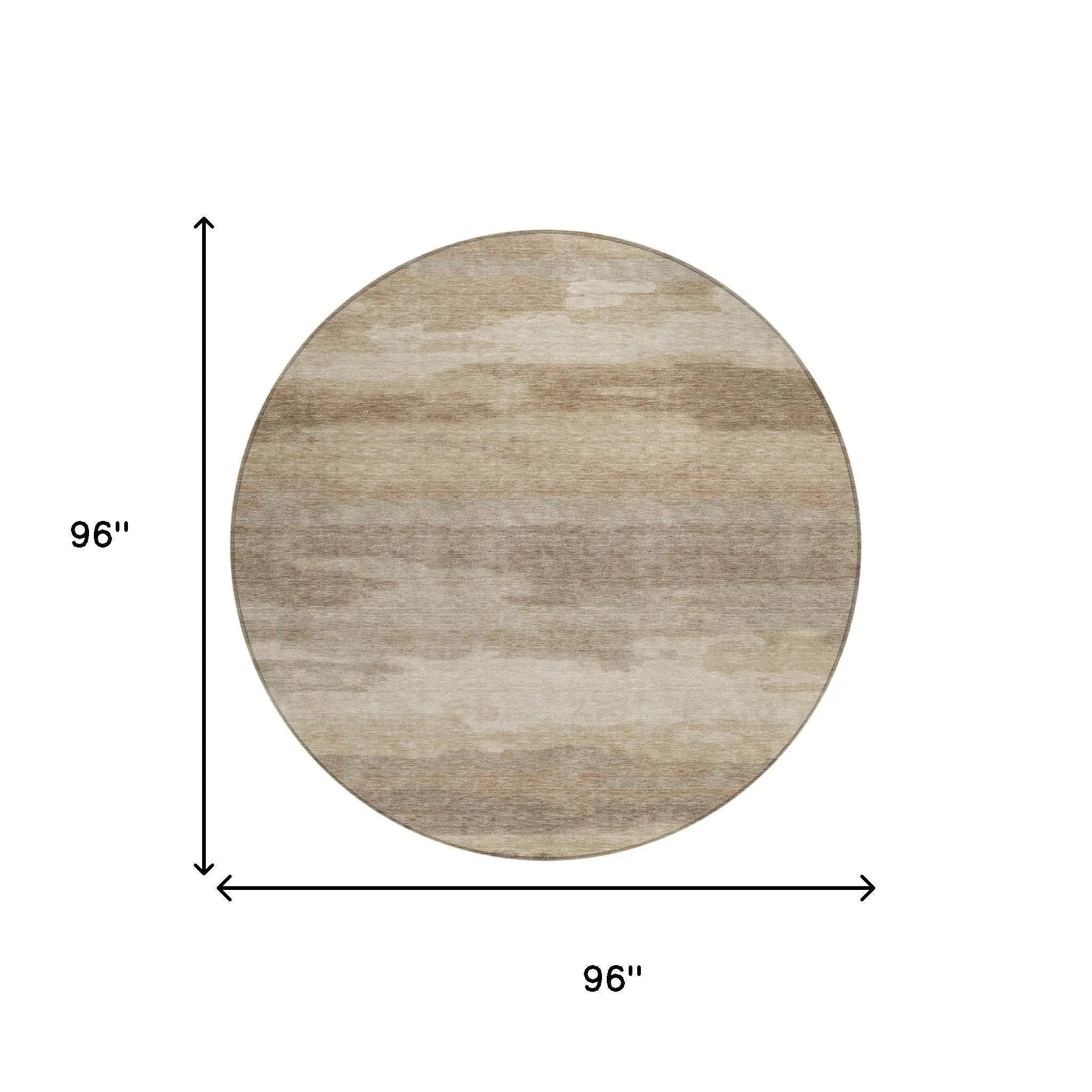 8' Beige And Brown Round Abstract Washable Indoor Outdoor Area Rug Homeroots Outdoor