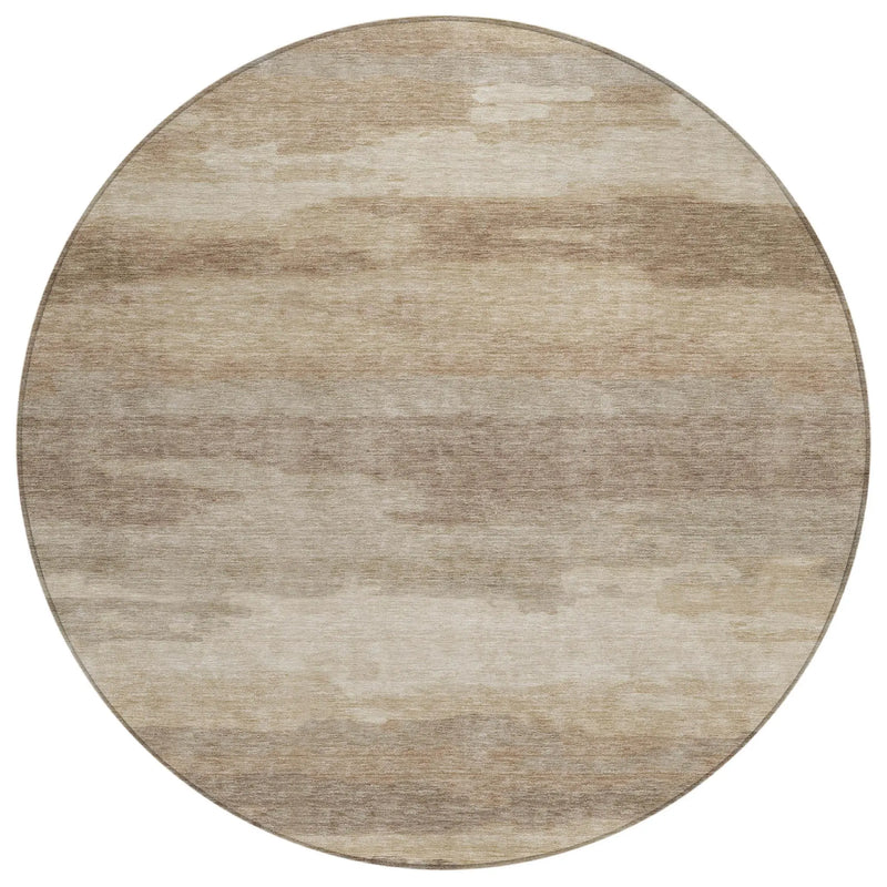 8' Beige And Brown Round Abstract Washable Indoor Outdoor Area Rug Homeroots Outdoor