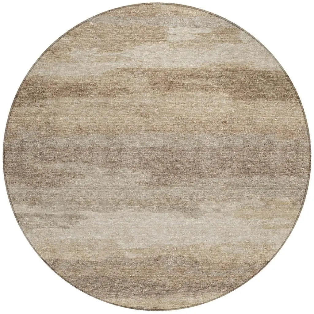 8' Beige And Brown Round Abstract Washable Indoor Outdoor Area Rug Homeroots Outdoor