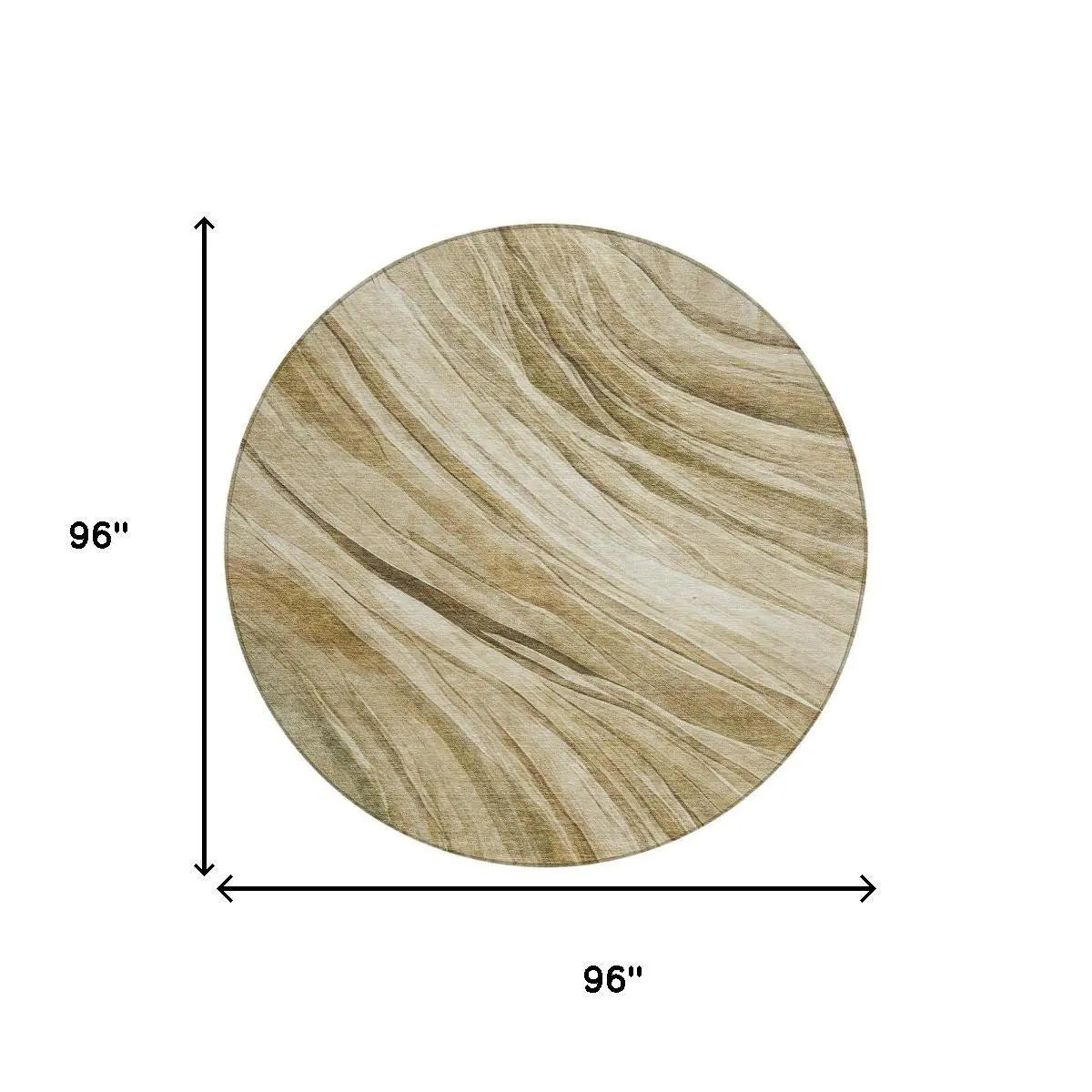 8' Beige And Brown Round Abstract Washable Indoor Outdoor Area Rug Homeroots Outdoor