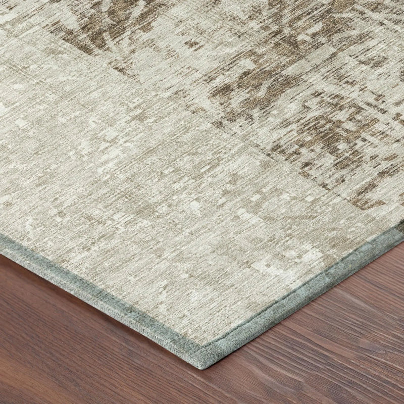 8' Beige And Brown Round Abstract Washable Indoor Outdoor Area Rug Homeroots Outdoor