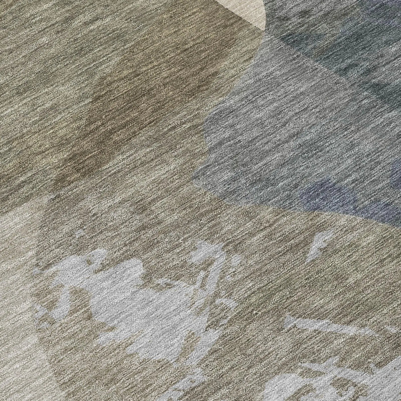 8' Beige And Brown Round Abstract Washable Indoor Outdoor Area Rug Homeroots Outdoor
