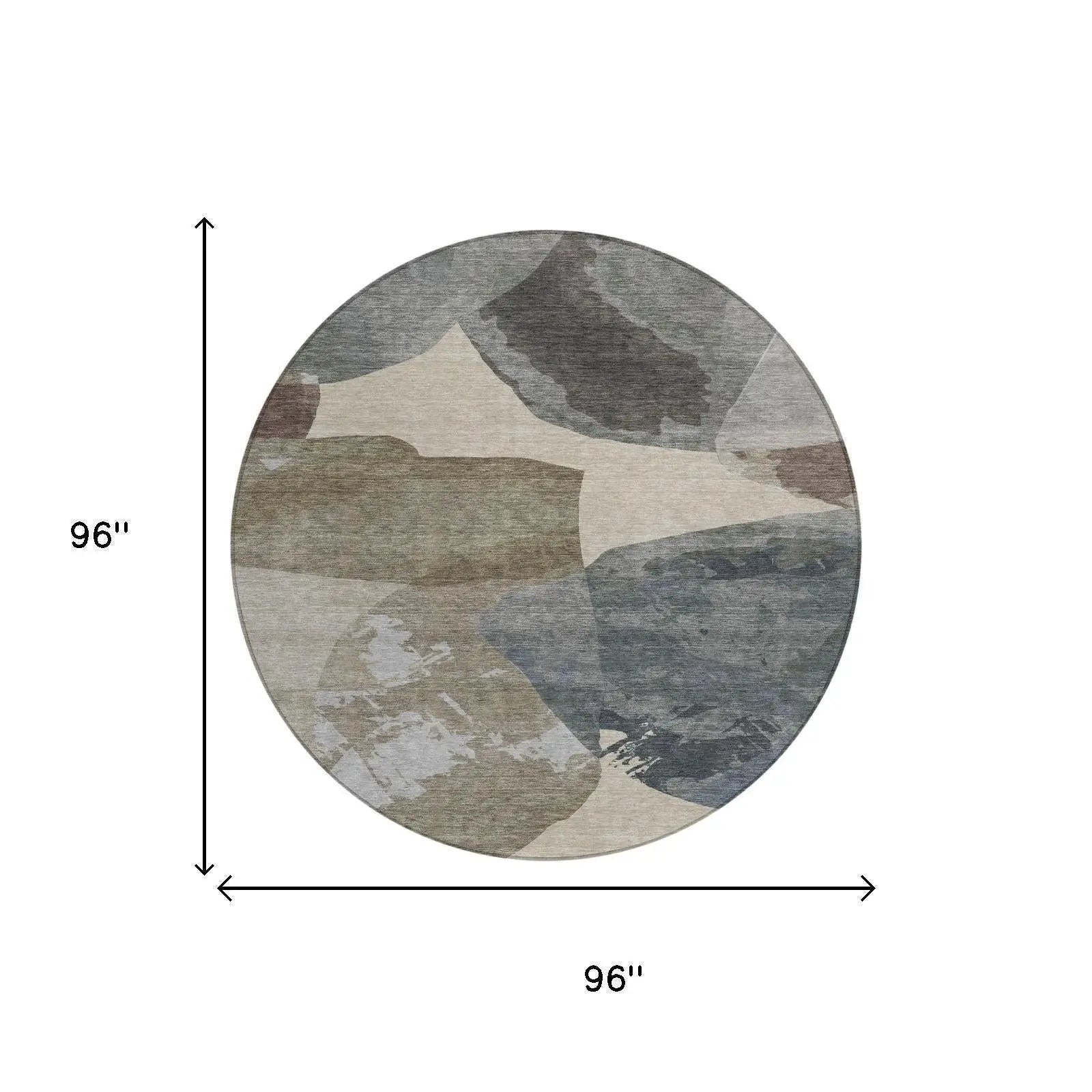 8' Beige And Brown Round Abstract Washable Indoor Outdoor Area Rug Homeroots Outdoor