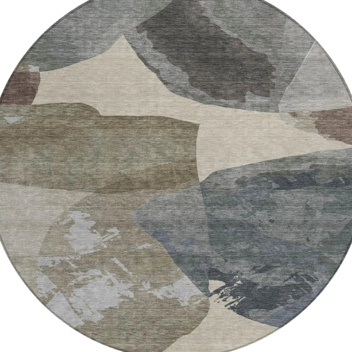 8' Beige And Brown Round Abstract Washable Indoor Outdoor Area Rug Homeroots Outdoor