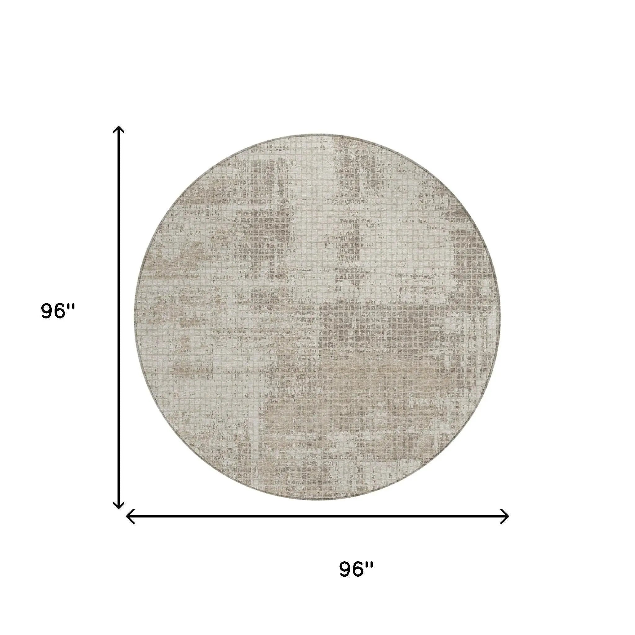 8' Beige And Brown Round Abstract Washable Indoor Outdoor Area Rug Homeroots Outdoor