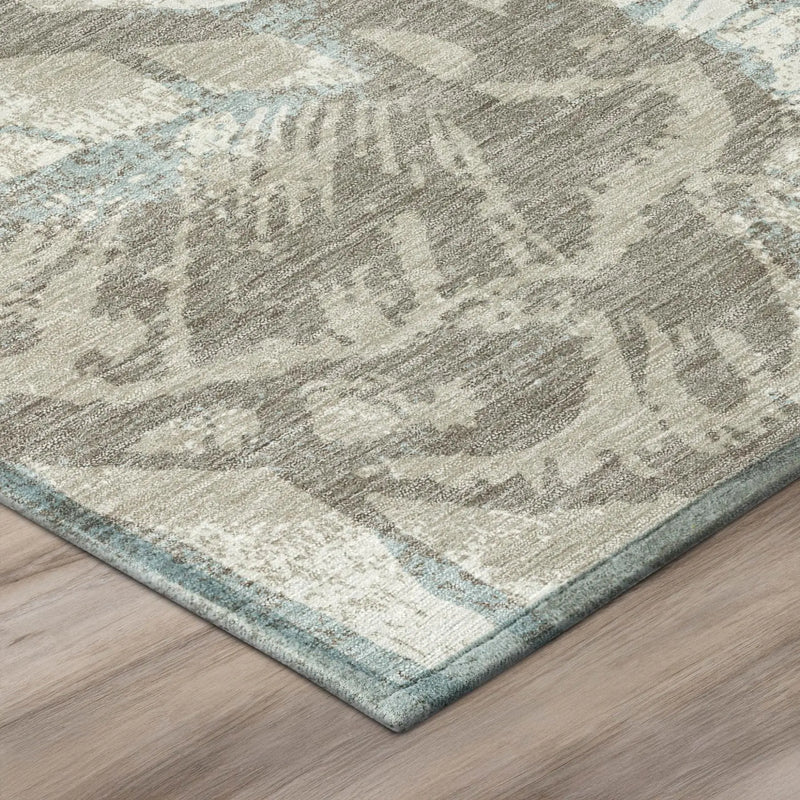 8' Beige And Brown Round Floral Washable Indoor Outdoor Area Rug Homeroots Outdoor