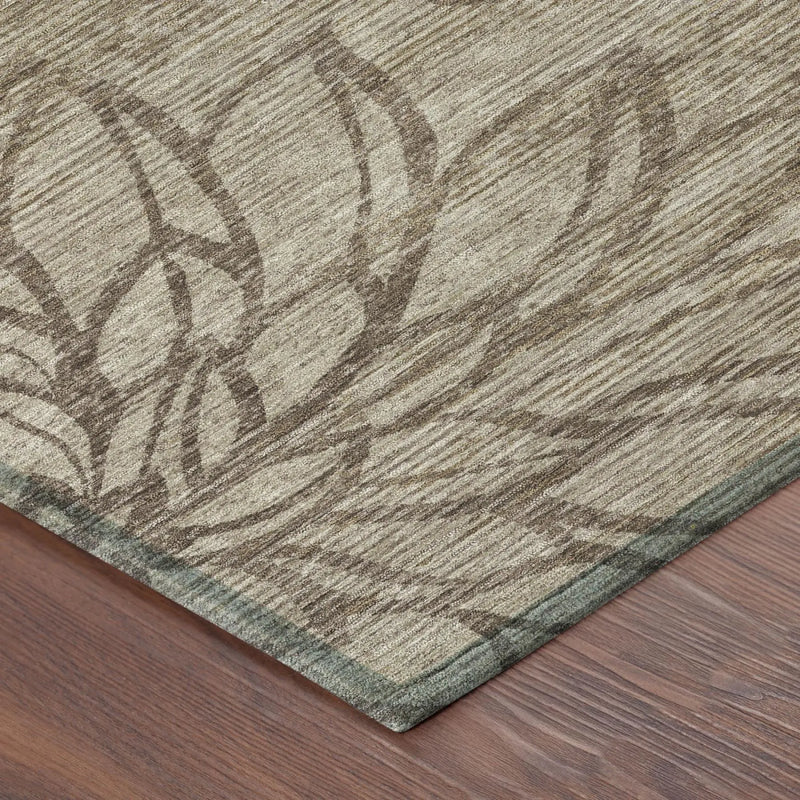 8' Beige And Brown Round Floral Washable Indoor Outdoor Area Rug Homeroots Outdoor