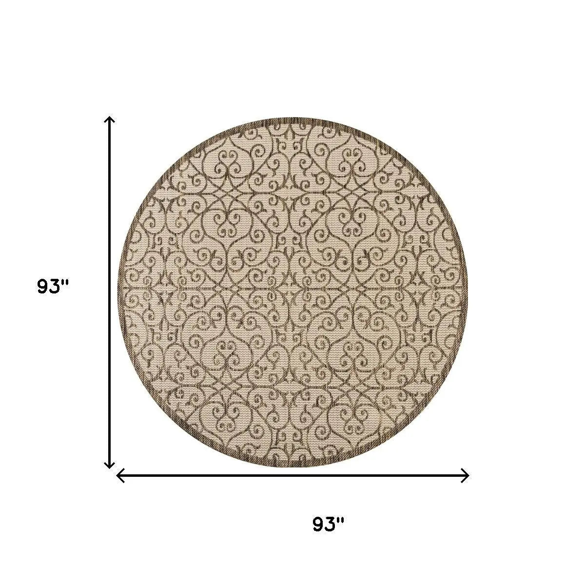 8' Beige And Brown Round Geometric Indoor Outdoor Area Rug Homeroots Outdoor