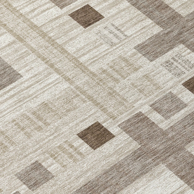8' Beige And Brown Round Geometric Washable Indoor Outdoor Area Rug Homeroots Outdoor