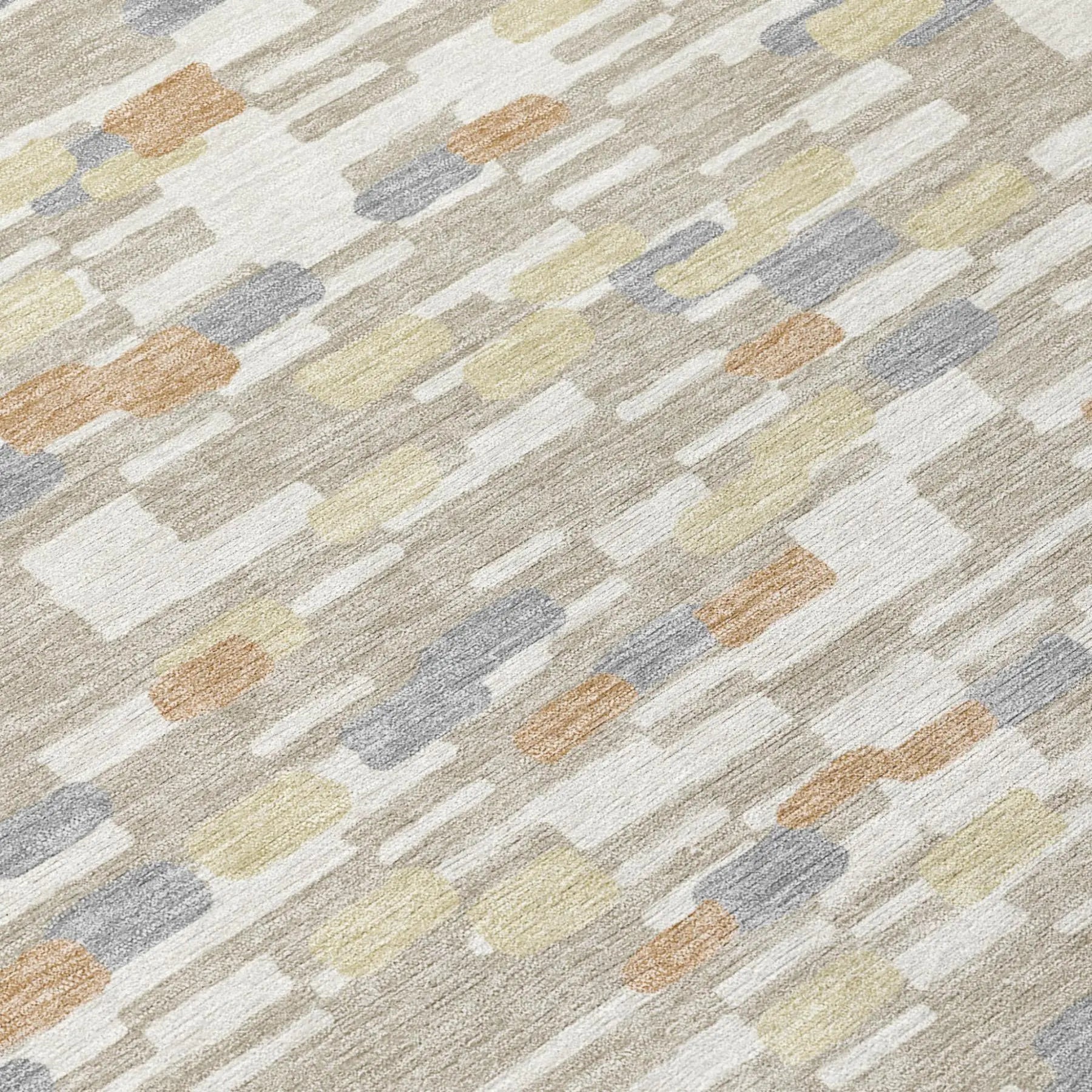 8' Beige And Brown Round Geometric Washable Indoor Outdoor Area Rug Homeroots Outdoor