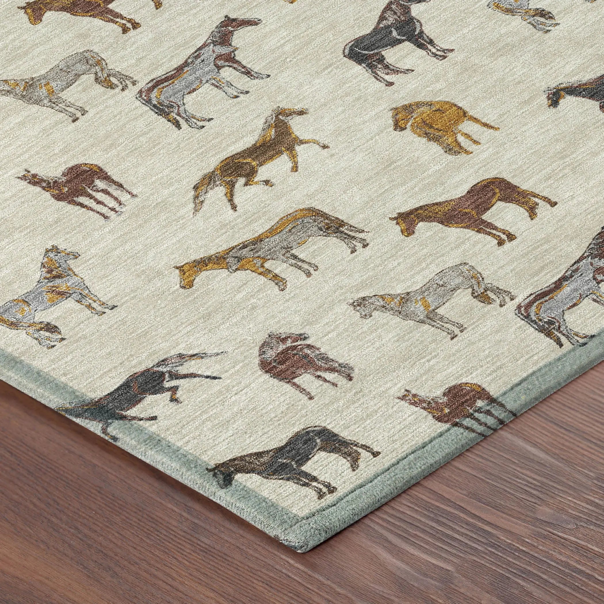8' Beige And Brown Round Horse Washable Indoor Outdoor Area Rug Homeroots Outdoor