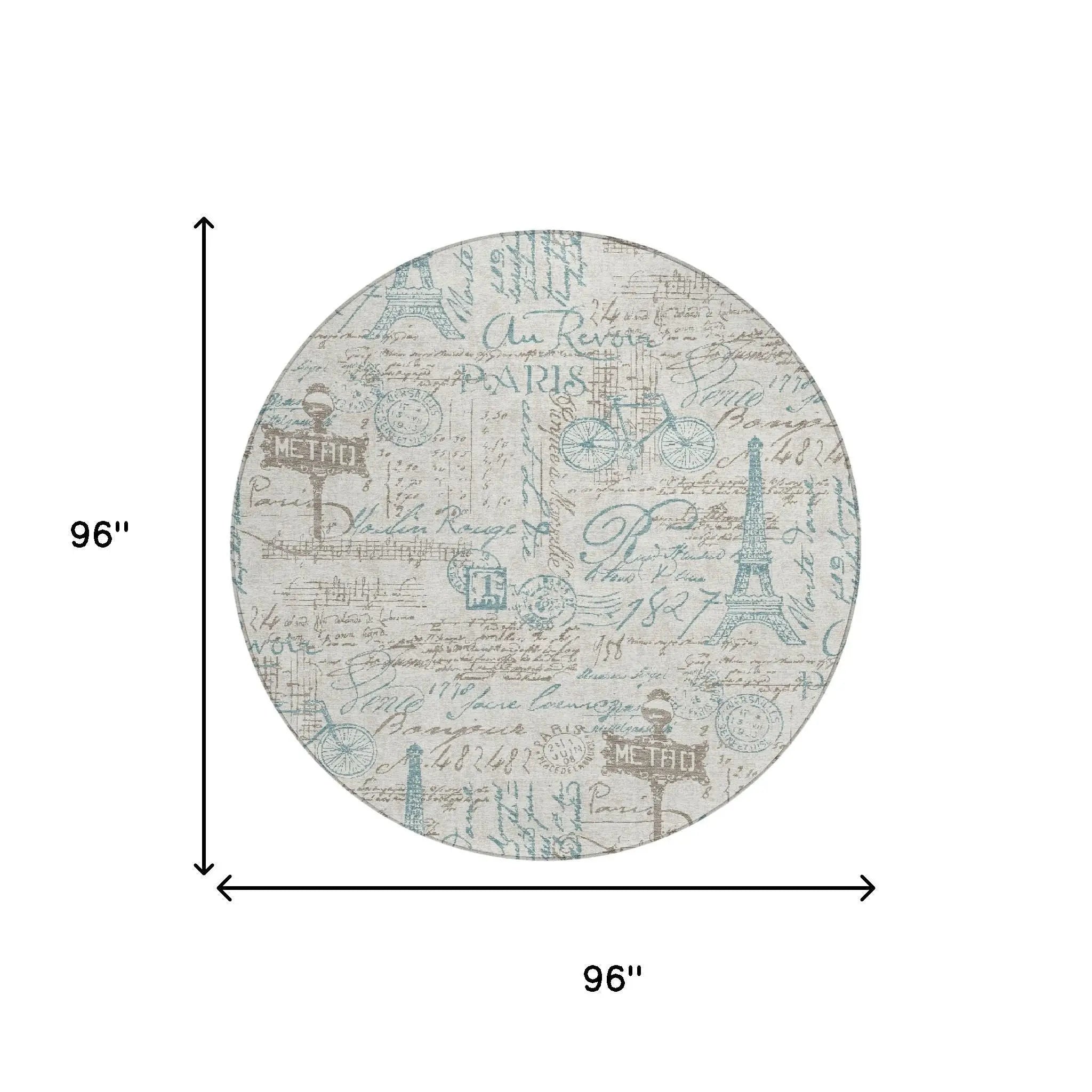 8' Beige And Brown Round Southwestern Washable Indoor Outdoor Area Rug Homeroots Outdoor