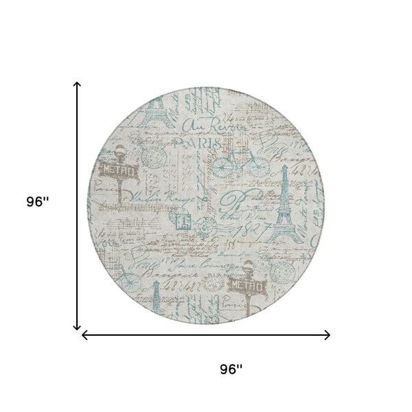 8' Beige And Brown Round Southwestern Washable Indoor Outdoor Area Rug Homeroots Outdoor