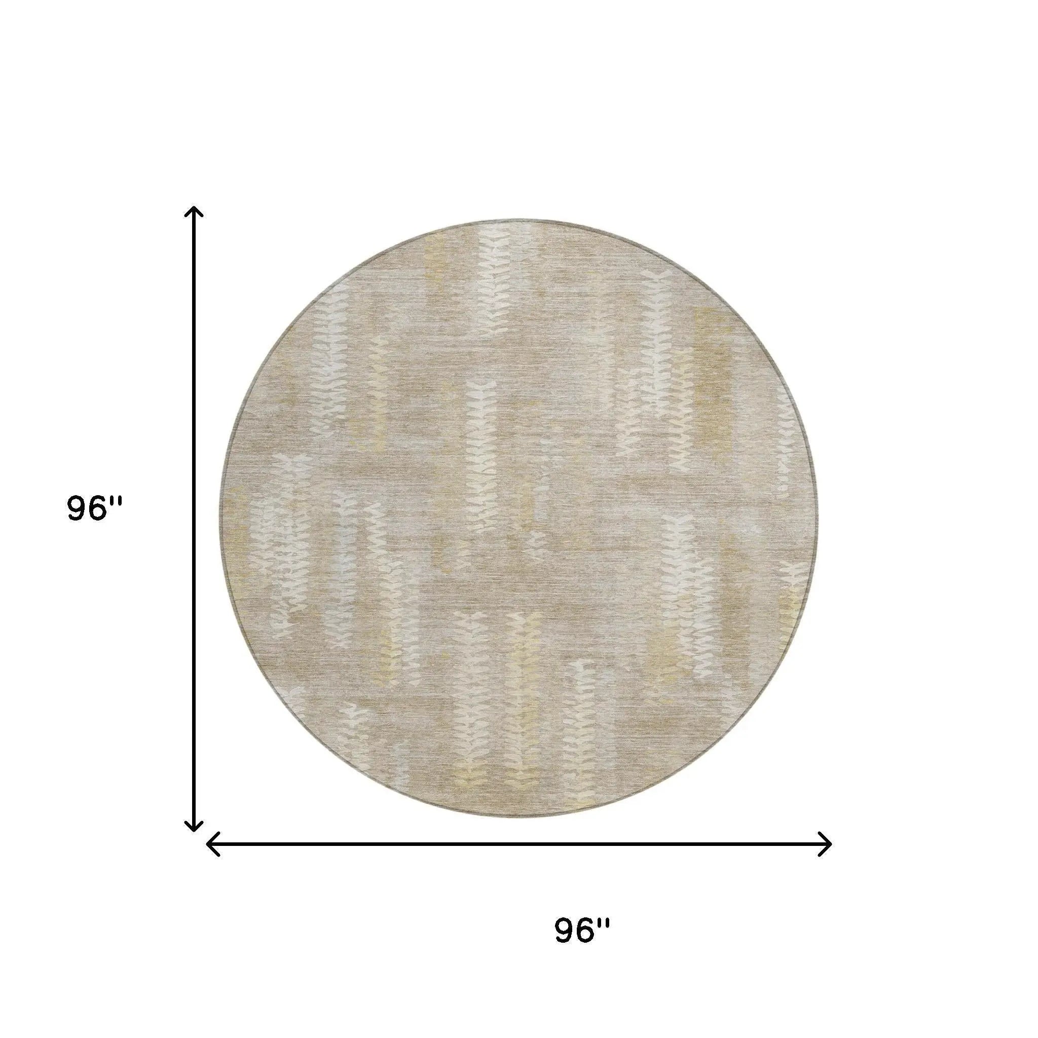 8' Beige And Brown Round Striped Washable Indoor Outdoor Area Rug Homeroots Outdoor