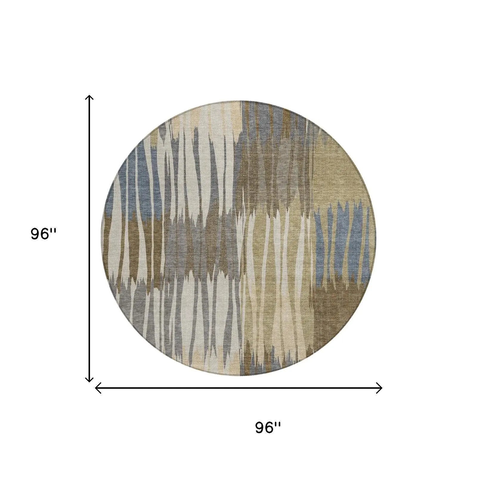 8' Beige And Brown Round Striped Washable Indoor Outdoor Area Rug Homeroots Outdoor