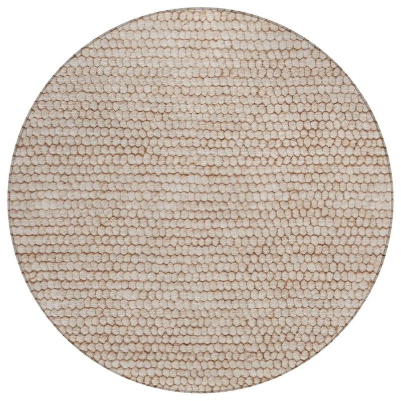 8' Beige And Brown Round Striped Washable Indoor Outdoor Area Rug Homeroots Outdoor