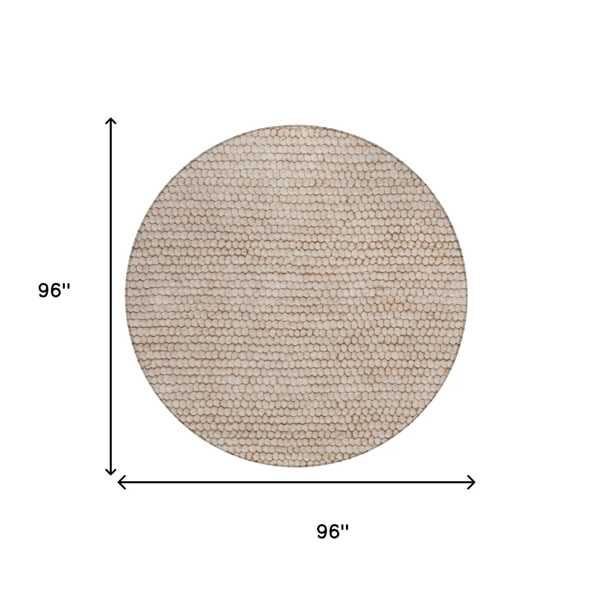 8' Beige And Brown Round Striped Washable Indoor Outdoor Area Rug Homeroots Outdoor