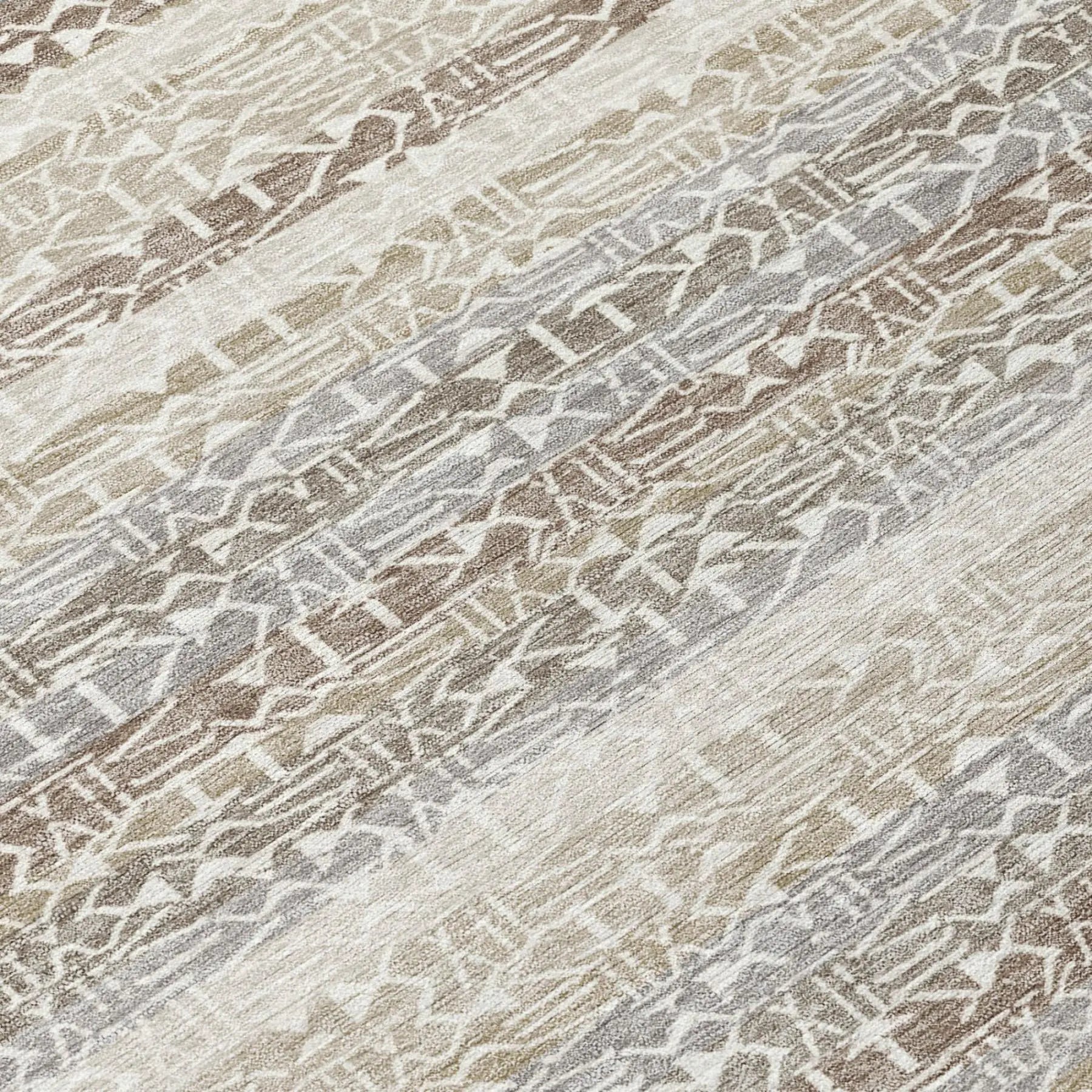 8' Beige And Brown Round Striped Washable Indoor Outdoor Area Rug Homeroots Outdoor