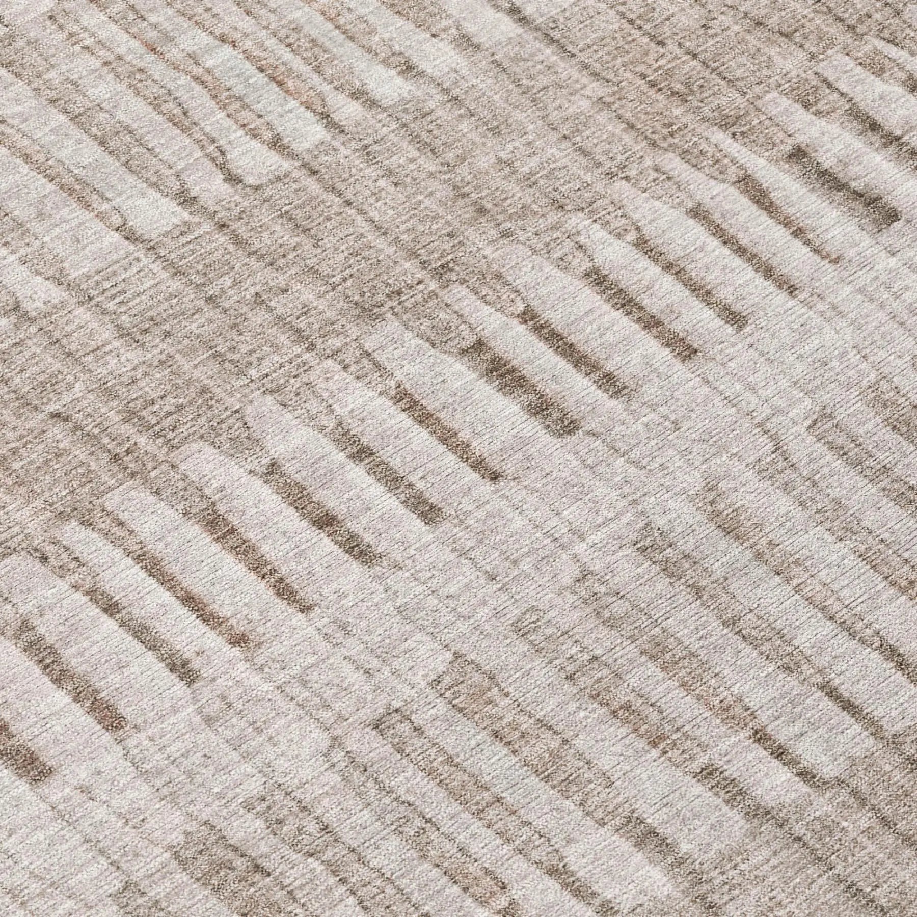 8' Beige And Brown Round Striped Washable Indoor Outdoor Area Rug Homeroots Outdoor