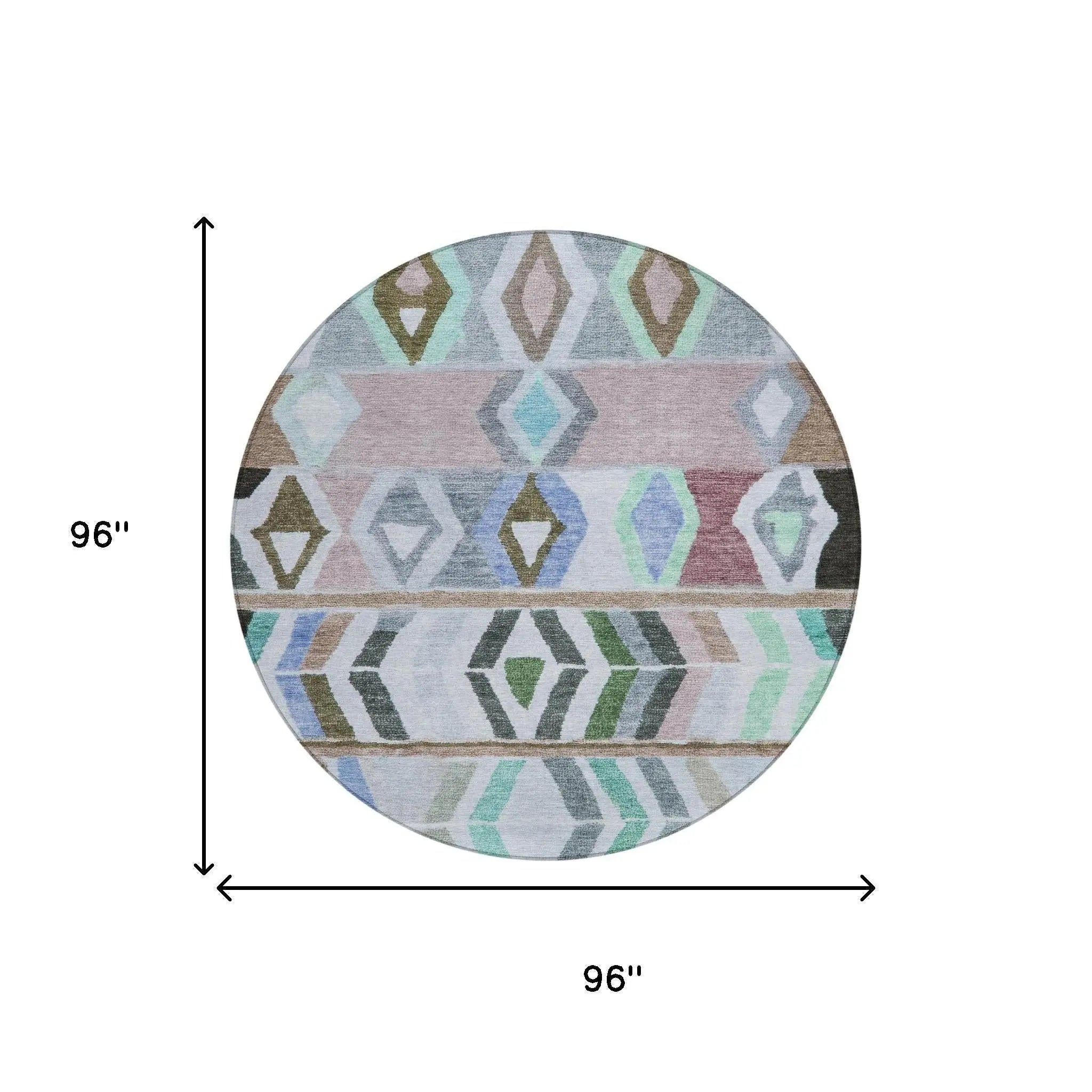 8' Beige And Brown Round Tribal Washable Indoor Outdoor Area Rug Homeroots Outdoor
