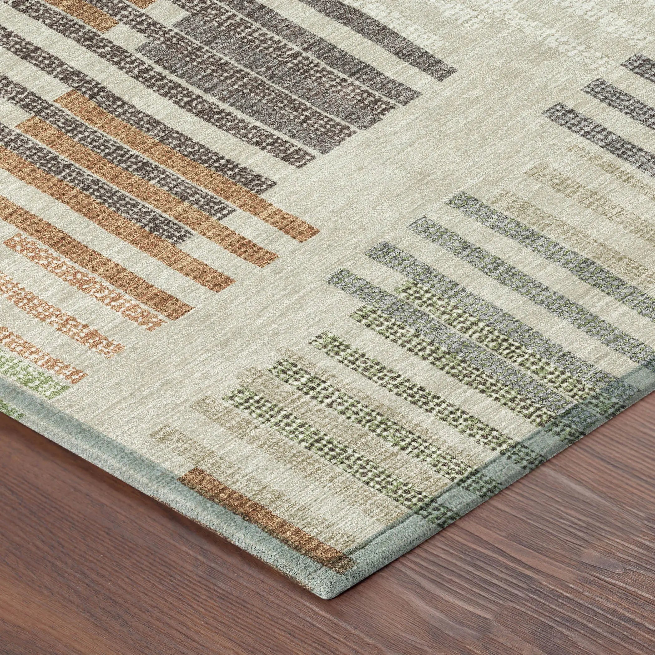 8' Beige And Charcoal Round Striped Washable Indoor Outdoor Area Rug Homeroots Outdoor
