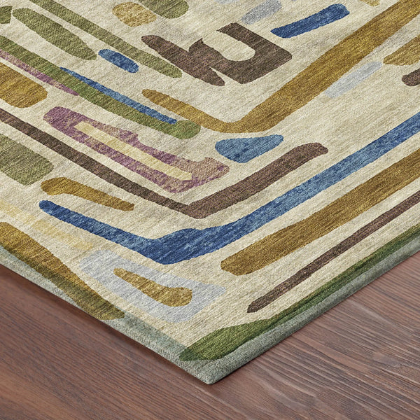 8' Beige And Copper Round Abstract Washable Indoor Outdoor Area Rug Homeroots Outdoor