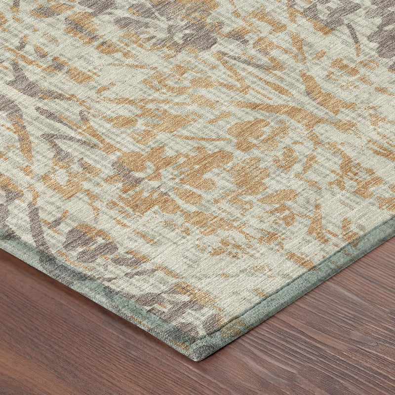 8' Beige And Copper Round Damask Washable Indoor Outdoor Area Rug Homeroots Outdoor