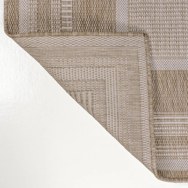 8' Beige And Cream Indoor Outdoor Runner Rug Homeroots Outdoor
