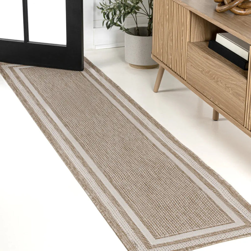 8' Beige And Cream Indoor Outdoor Runner Rug Homeroots Outdoor