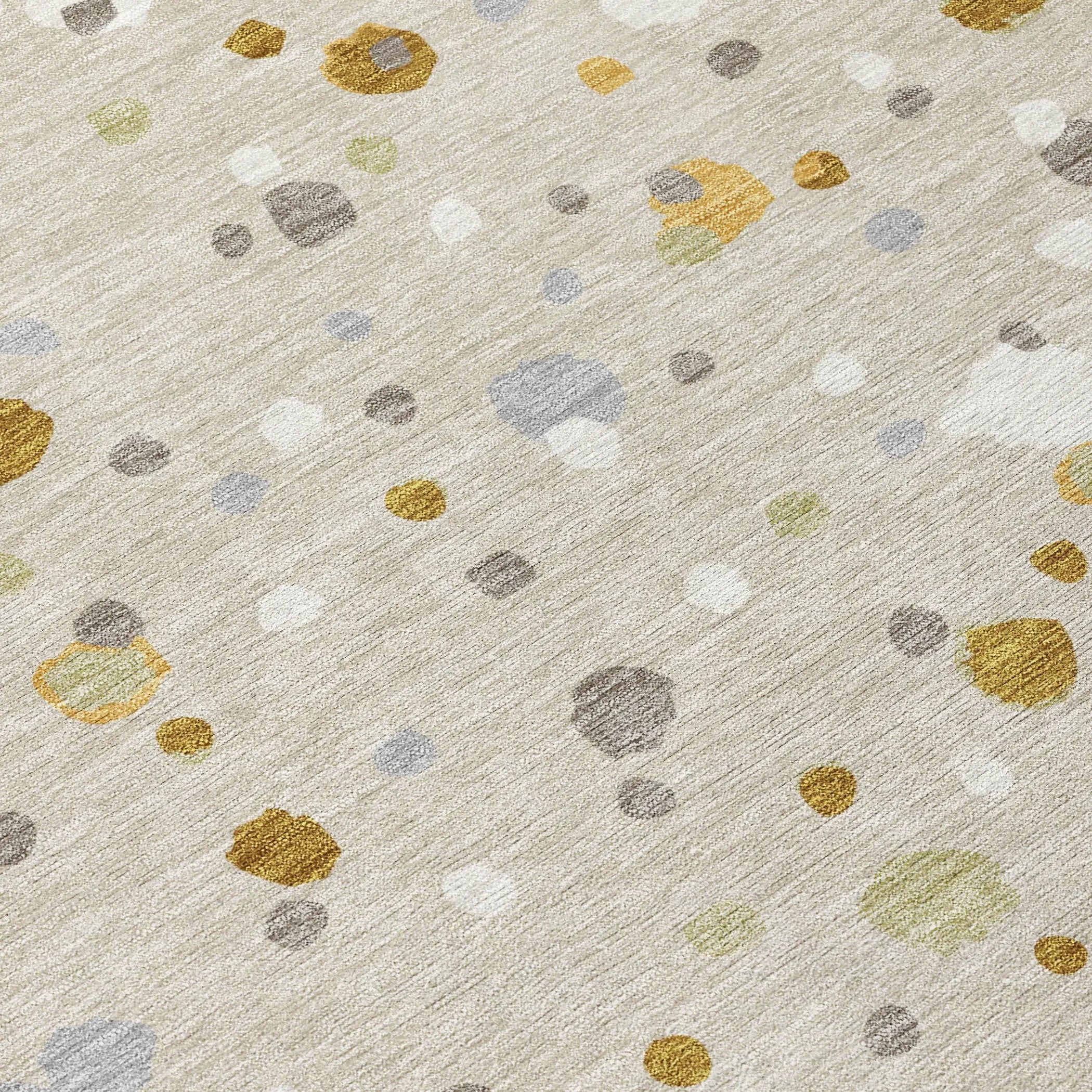 8' Beige And Gold Round Geometric Washable Indoor Outdoor Area Rug Homeroots Outdoor