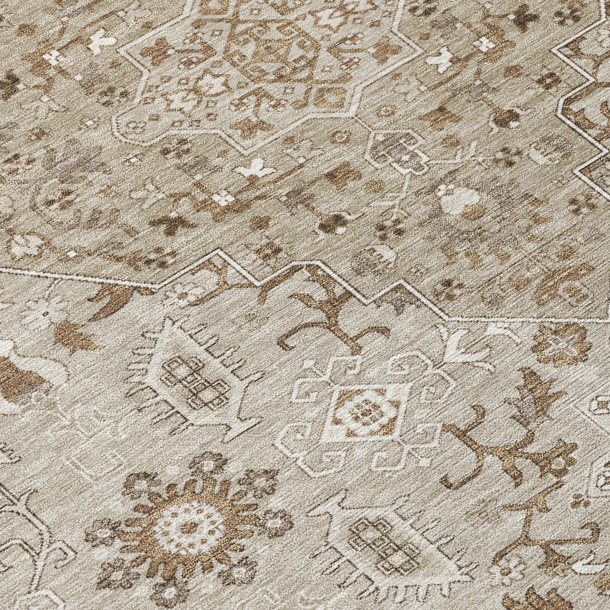 8' Beige And Graphite Round Medallion Washable Indoor Outdoor Area Rug Homeroots Outdoor