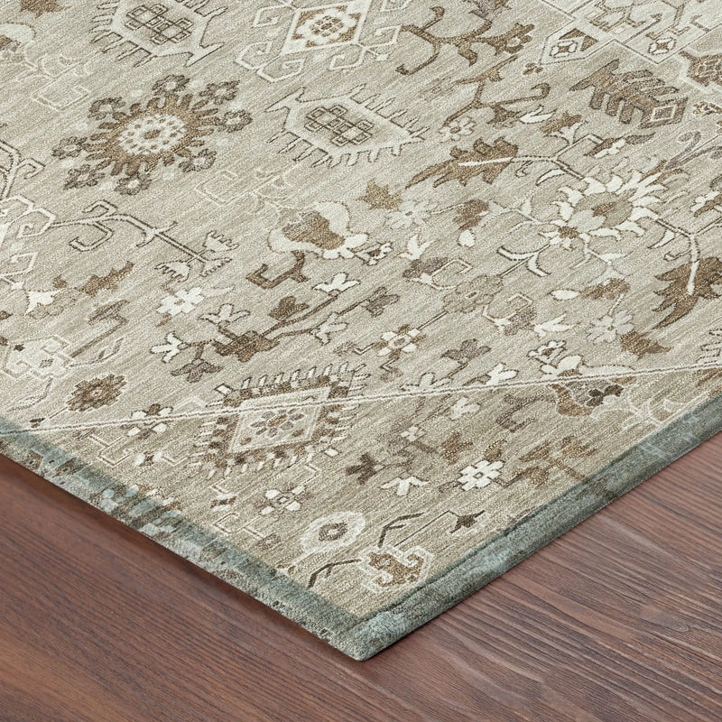 8' Beige And Graphite Round Medallion Washable Indoor Outdoor Area Rug Homeroots Outdoor