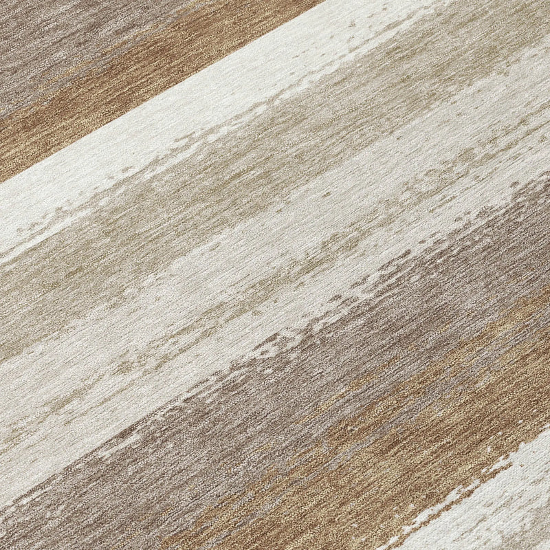 8' Beige And Graphite Round Striped Washable Indoor Outdoor Area Rug Homeroots Outdoor