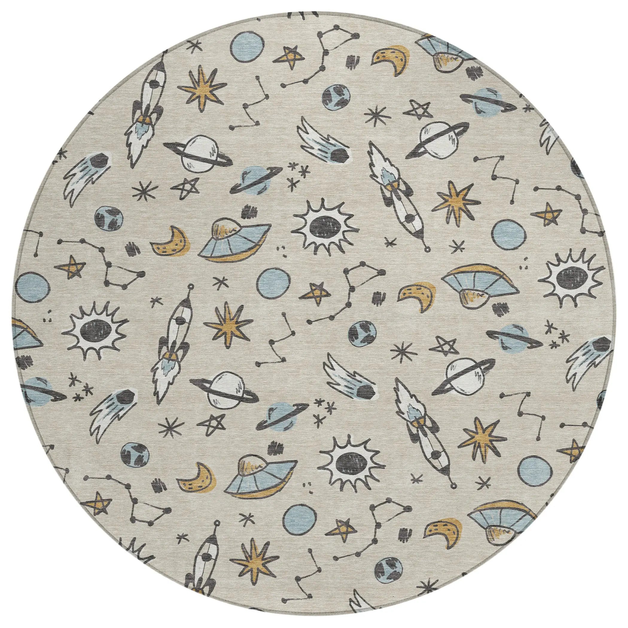 8' Beige And Gray Round Animal Print Washable Indoor Outdoor Area Rug Homeroots Outdoor