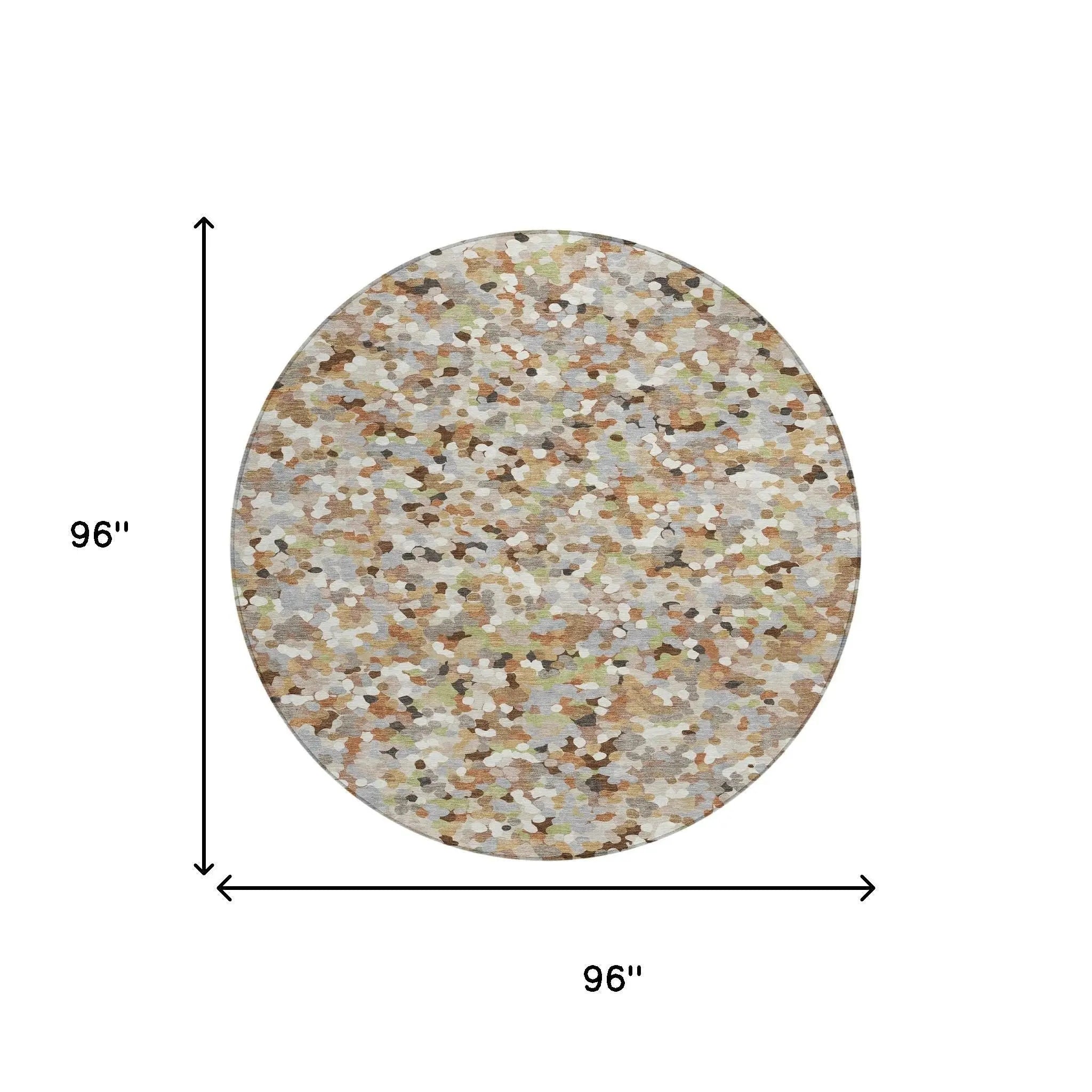 8' Beige And Gray Round Geometric Washable Indoor Outdoor Area Rug Homeroots Outdoor
