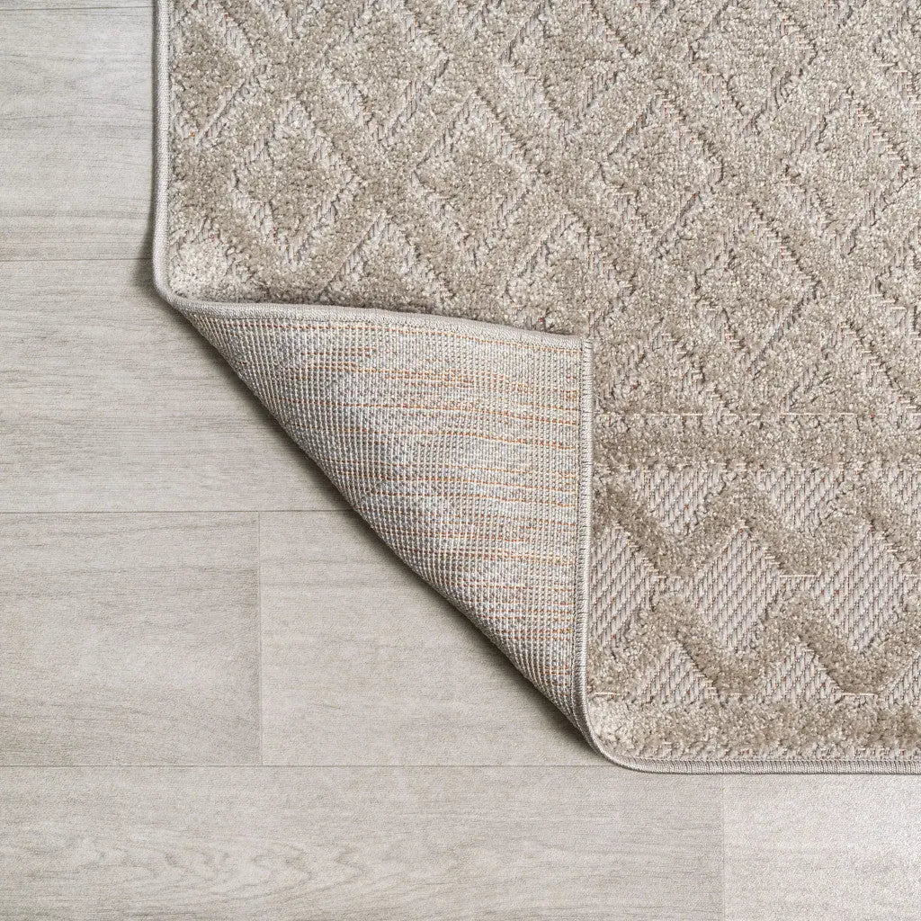 8' Beige And Gray Trellis Indoor Outdoor Runner Rug Homeroots Outdoor