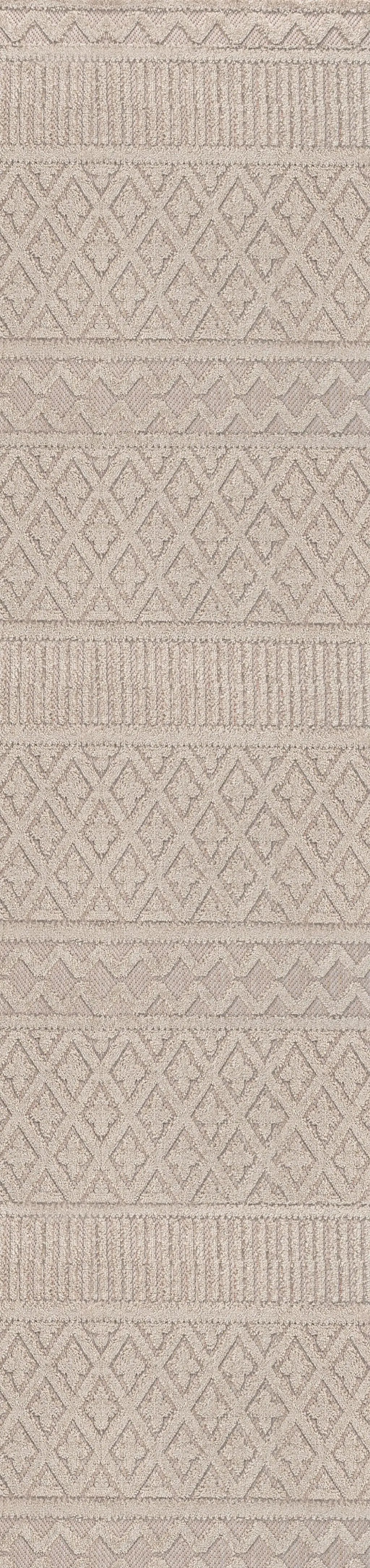 8' Beige And Gray Trellis Indoor Outdoor Runner Rug Homeroots Outdoor