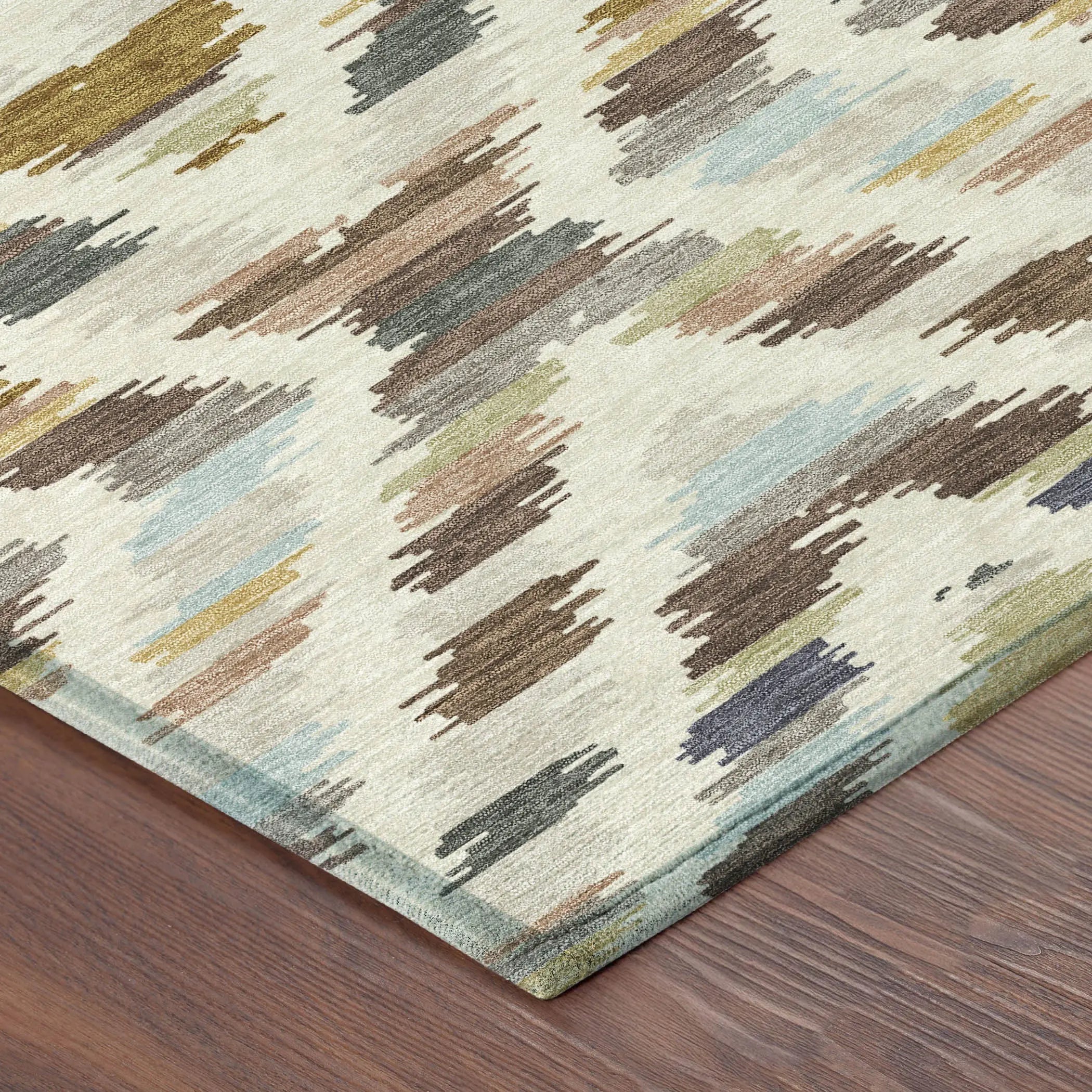 8' Beige And Green Round Tribal Washable Indoor Outdoor Area Rug Homeroots Outdoor