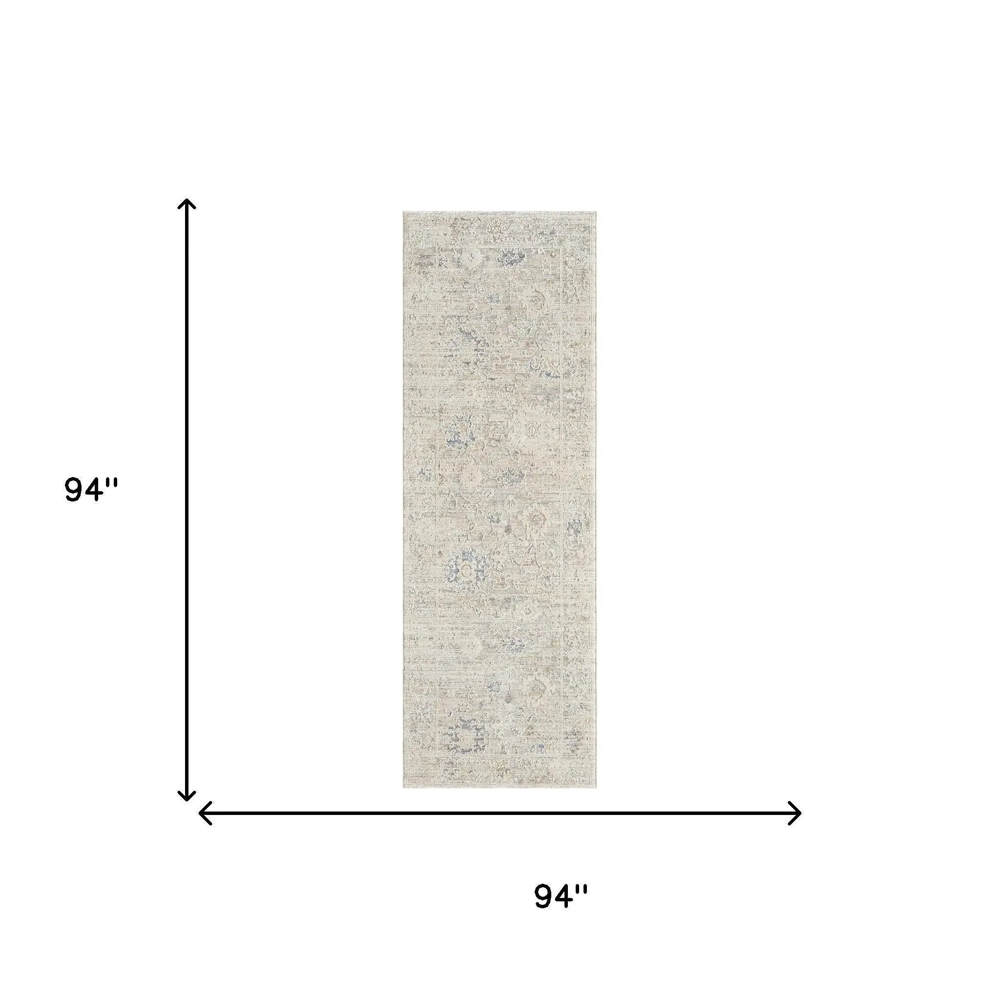 8' Beige And Ivory Abstract Runner Rug Homeroots Home Decor