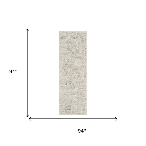 8' Beige And Ivory Abstract Runner Rug Homeroots Home Decor