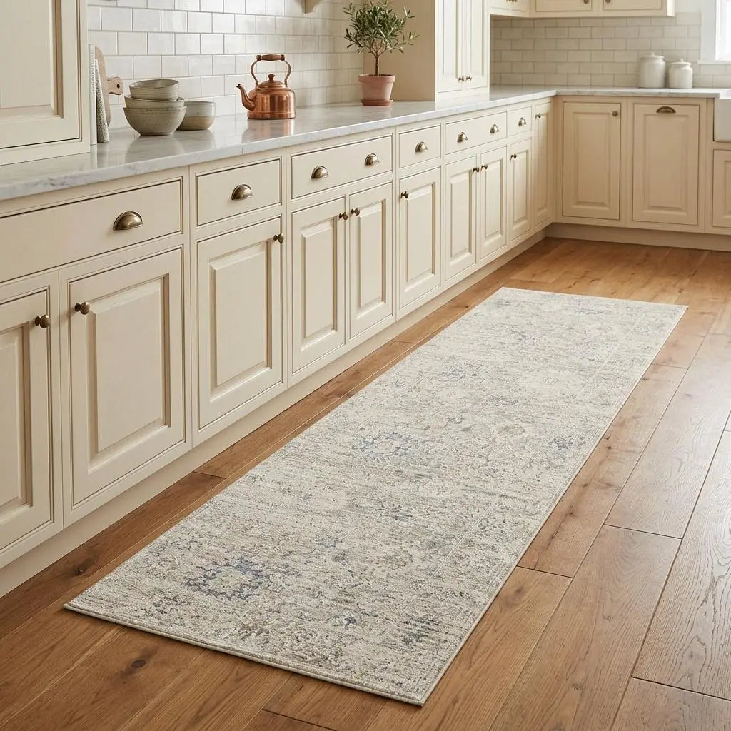 8' Beige And Ivory Abstract Runner Rug Homeroots Home Decor