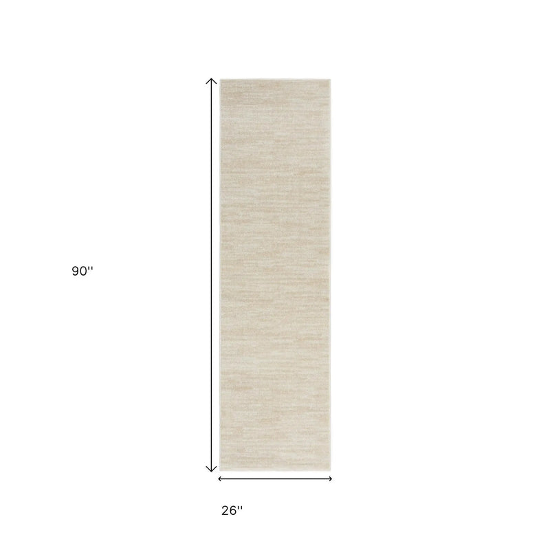 8' Beige And Ivory Indoor Outdoor Runner Rug - GreatEagleInc