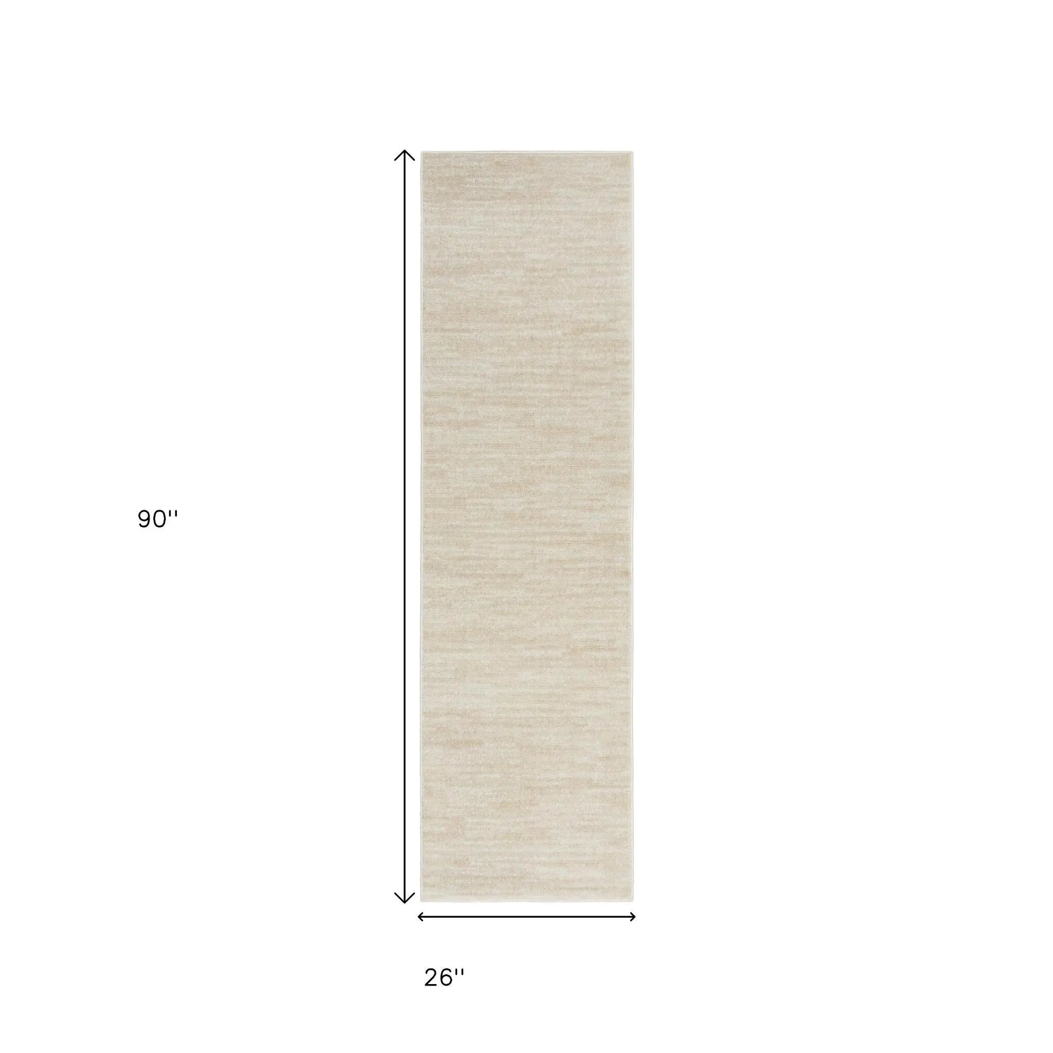 8' Beige And Ivory Indoor Outdoor Runner Rug - GreatEagleInc