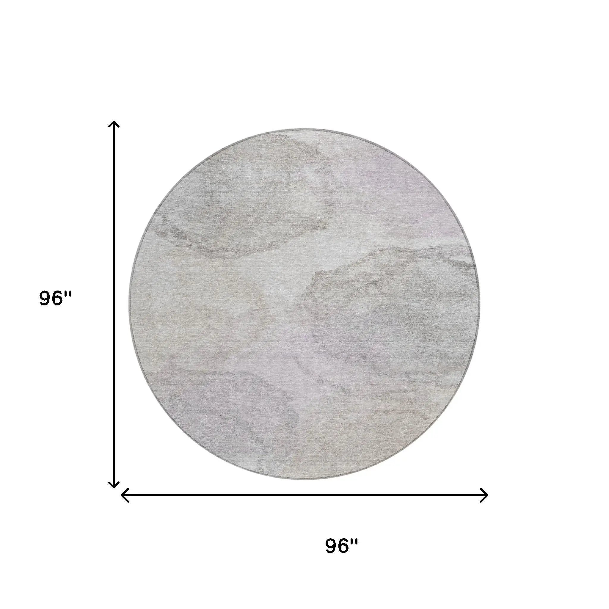 8' Beige And Ivory Round Abstract Washable Indoor Outdoor Area Rug Homeroots Outdoor