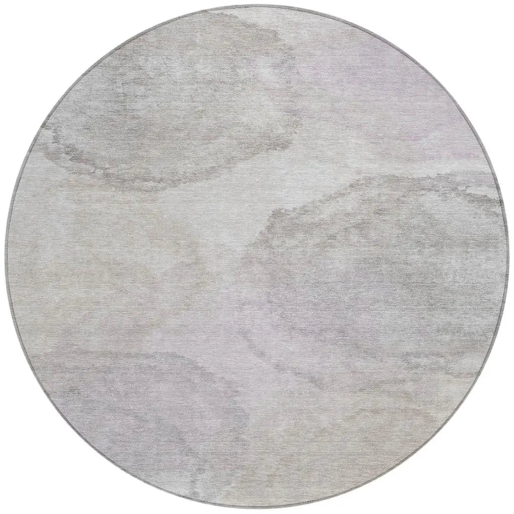 8' Beige And Ivory Round Abstract Washable Indoor Outdoor Area Rug Homeroots Outdoor