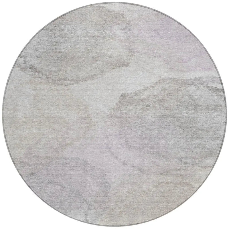 8' Beige And Ivory Round Abstract Washable Indoor Outdoor Area Rug Homeroots Outdoor