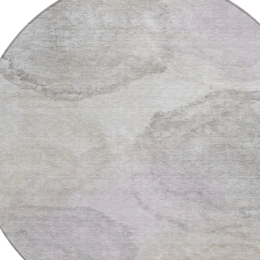 8' Beige And Ivory Round Abstract Washable Indoor Outdoor Area Rug Homeroots Outdoor